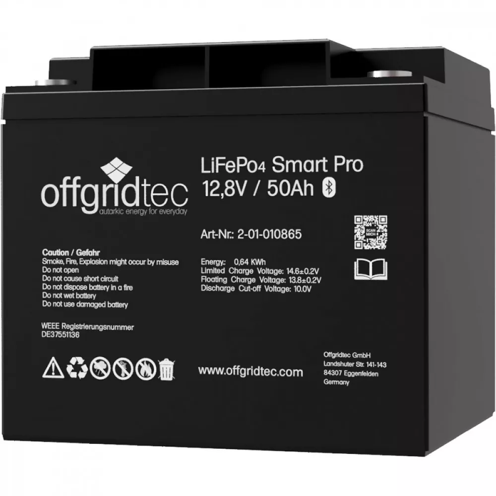 50Ah Lithium-Akku 12V LiFePo4 Smart-Pro Batterie 640Wh 12,8V 50Ah Lithium-Akku 12V LiFePo4 Smart-Pro Batterie 640Wh 12,8V