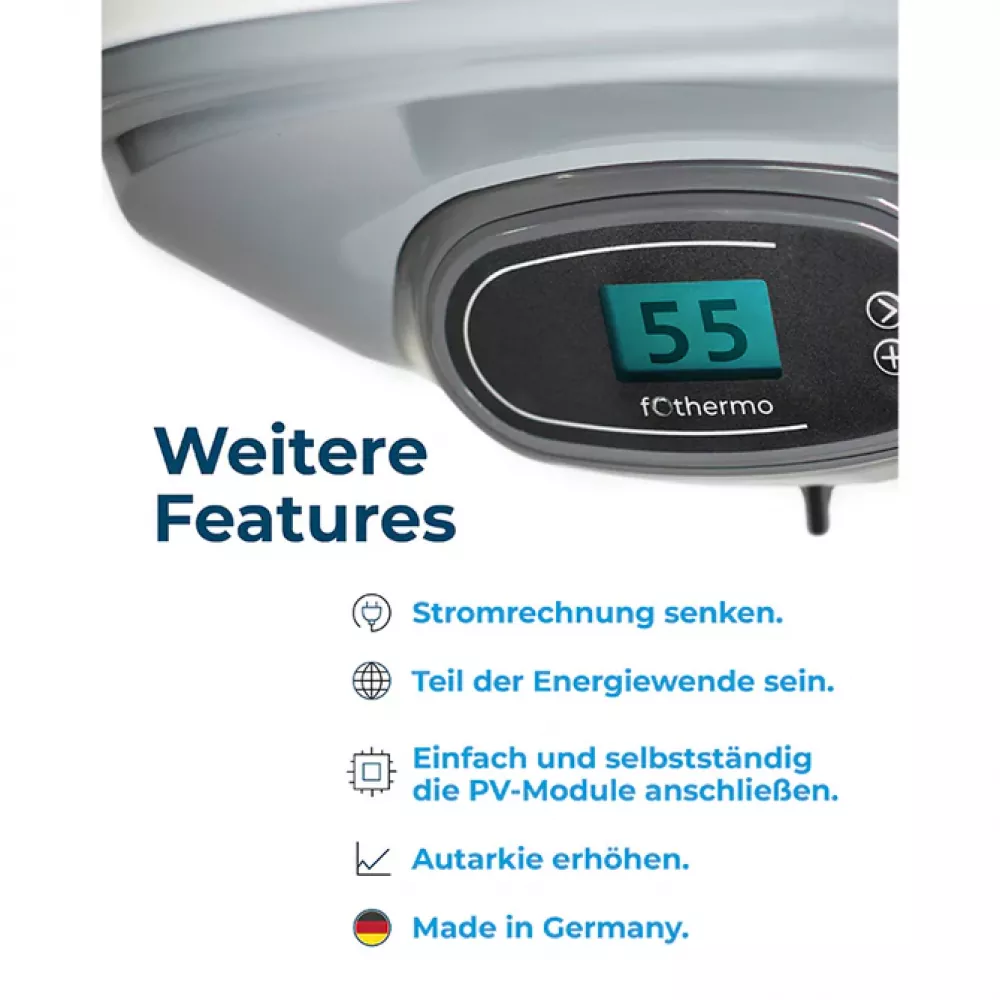 80l Fothermo Photovoltaischer Offgrid-Boiler - Warmwasserbereiter