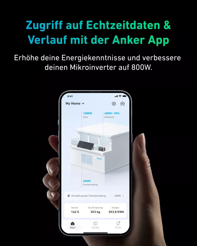 1080W Anker Solix Balkonkraftwerk RS50B, MI80 Wechselrichter, Bodenhalterung 1080W Anker Solix Balkonkraftwerk RS50B, MI80 Wechselrichter, Bodenhalterung