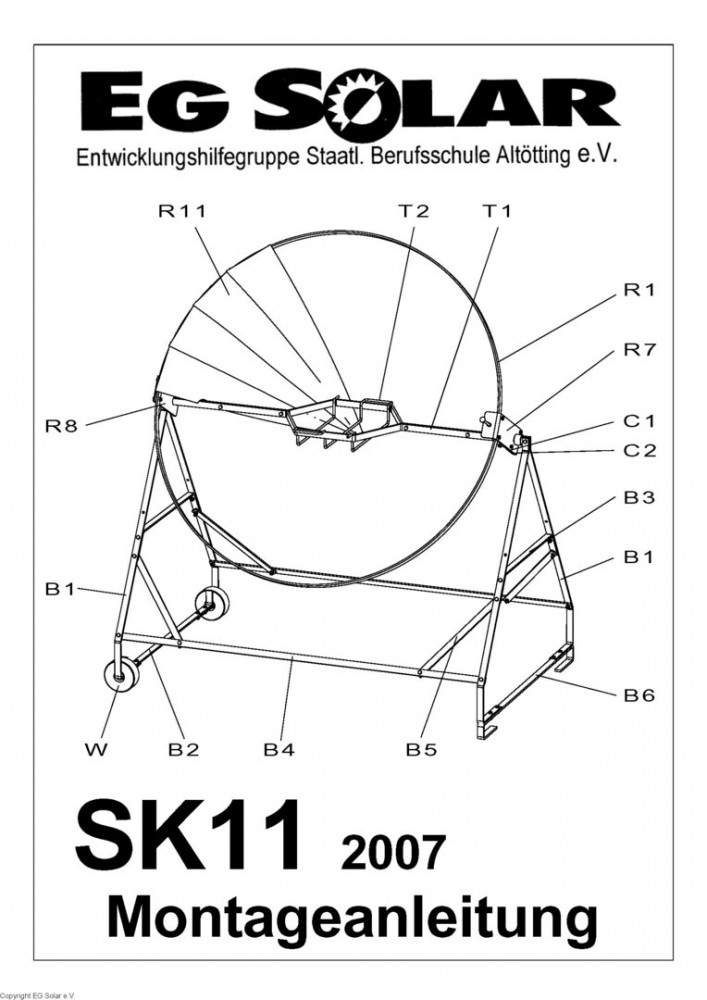Beispielseite Fertigungszeichnung Solarkocher SK11