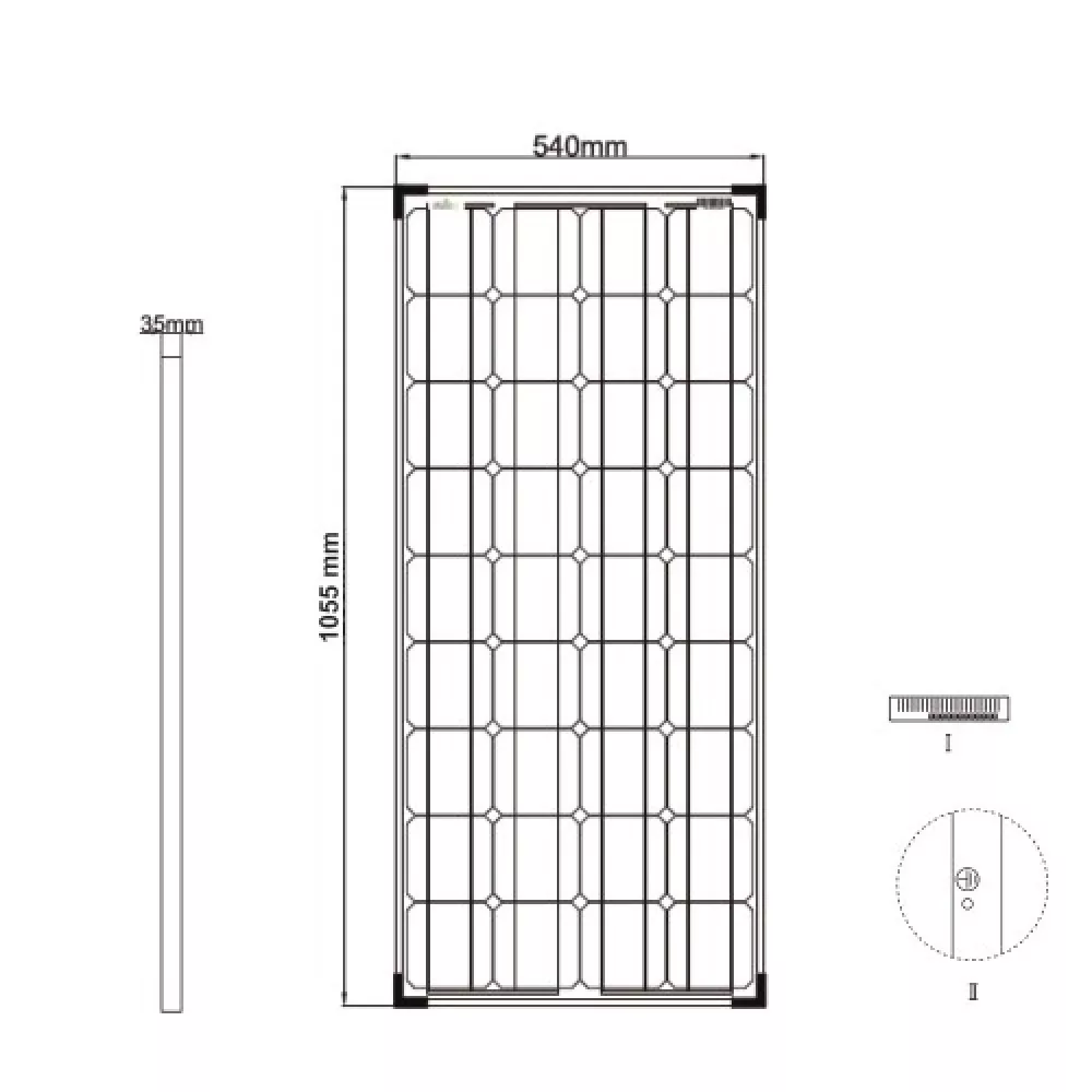 Abmessungen 120W Hochleistungs-Solarmodul SP-Ultra 12V Solarpanel Sunpower