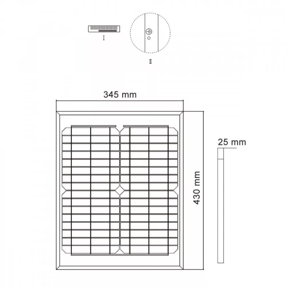 Abmessungen 20W mono 36V Solarpanel Abmessungen 20W mono 36V Solarpanel