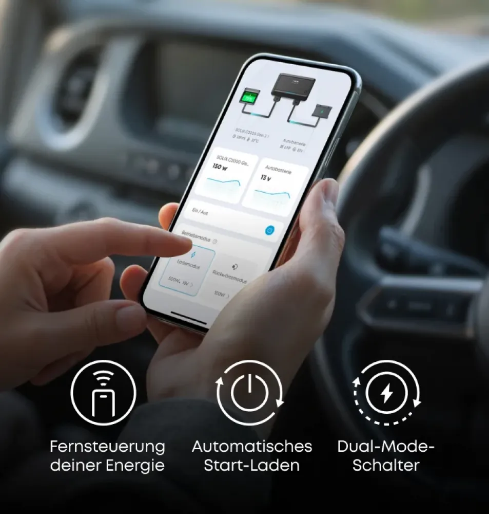 Anker SOLIX App: Fernsteuerung, automatisches Start-Laden und Dual-Mode-Schalter