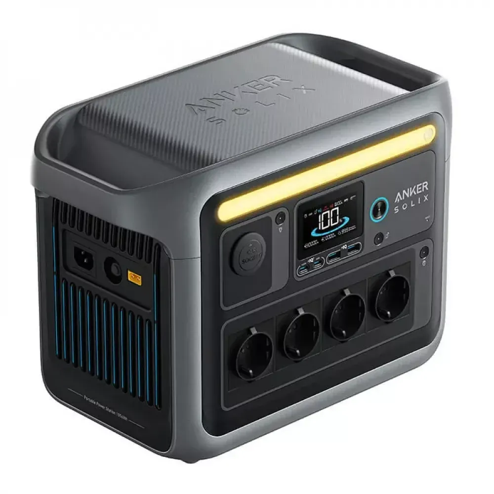 Anker SOLIX C1000 PS200 Set – Powerstation 1056Wh schräg von vorne, weißer Hintergrund