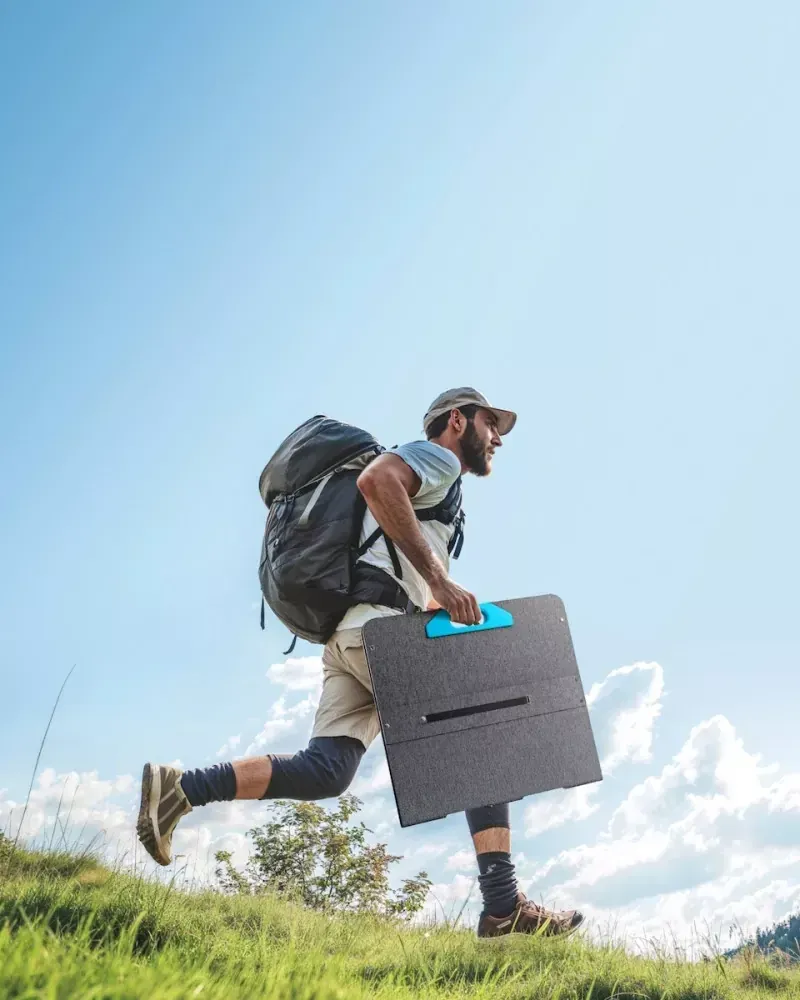 Anker Solix PS100 Solarpanel eingeklappt als kompakte Tragetasche