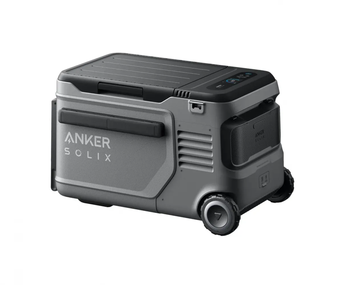 Anker SOLIX EverFrost 2 23L Schräg-Vorderansicht mit eingestecktem 288 Wh LFP-Akku-Modul