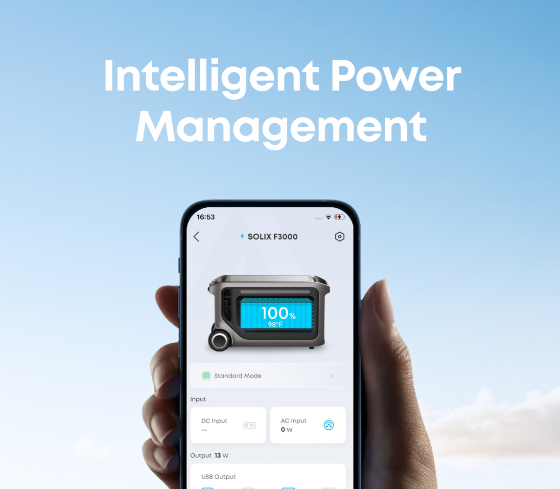 Anker App steuert die Anker SOLIX F3000 per Bluetooth
