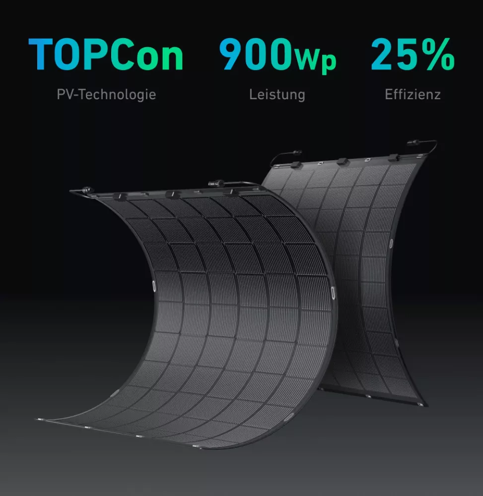 900Wp Anker Solix Balkonkraftwerk 4x 225W Flexible Solarmodule 900Wp Anker Solix Balkonkraftwerk 4x 225W Flexible Solarmodule