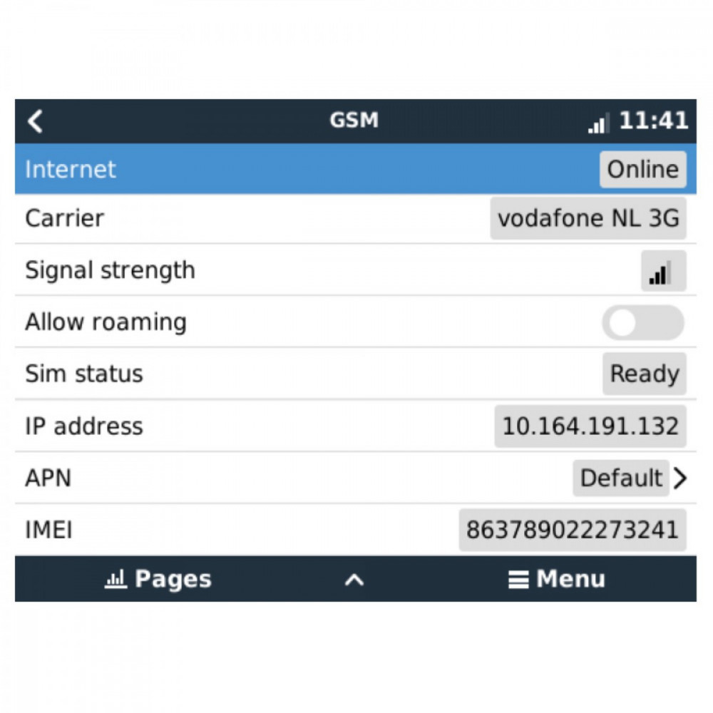 Werte Victron Energy GX GSM Mobilfunkmodem