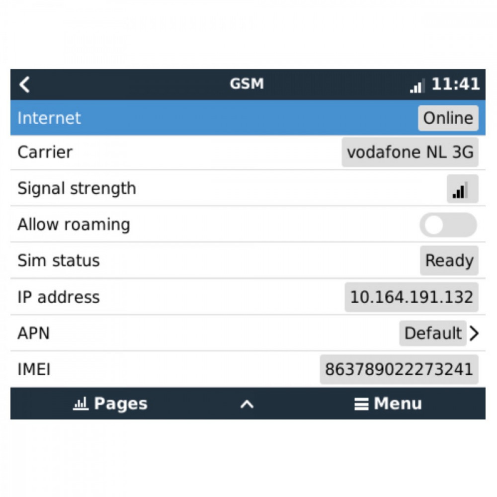 Werte Victron Energy GX GSM Mobilfunkmodem Werte Victron Energy GX GSM Mobilfunkmodem