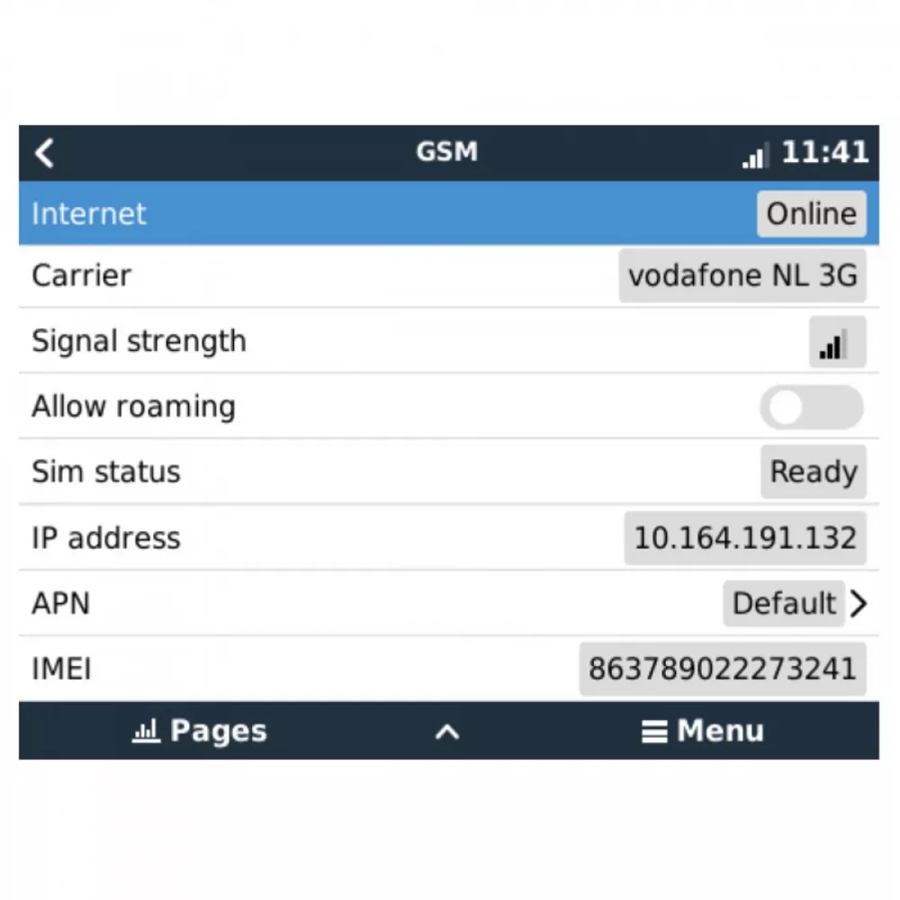 Werte Victron Energy GX GSM Mobilfunkmodem