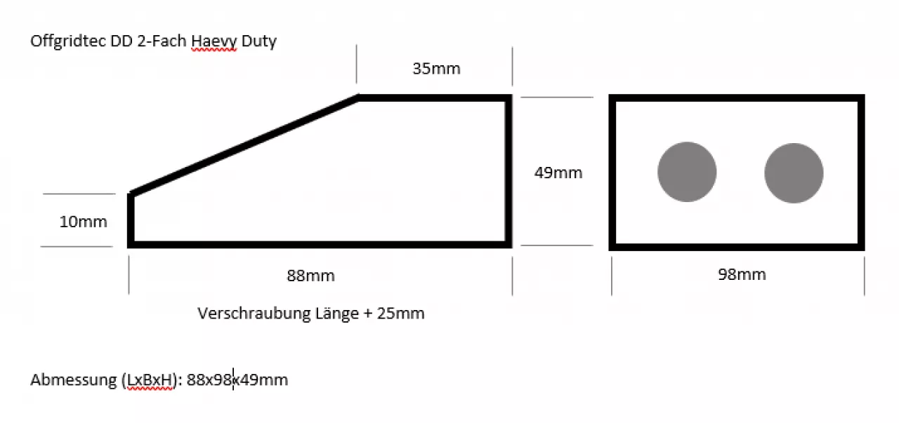 Abmessungen Dachdurchführung heavy duty 2-fach
