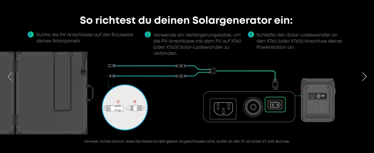 Anker SOLIX PS400 Anschlussanleitung Solarpanel Kabel XT60i Powerstation | PS400 – Anschluss-Anleitung