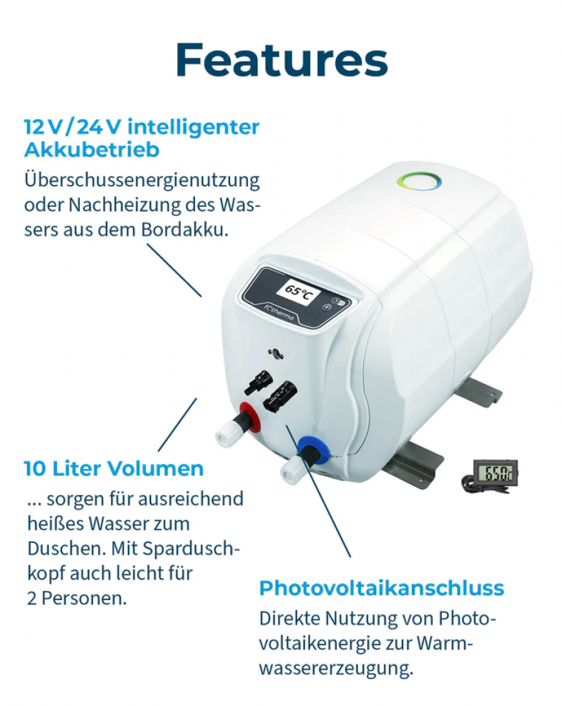 10l Fothermo Photovoltaischer Caravan Boiler - Warmwasserbereiter 10l Fothermo Photovoltaischer Caravan Boiler - Warmwasserbereiter