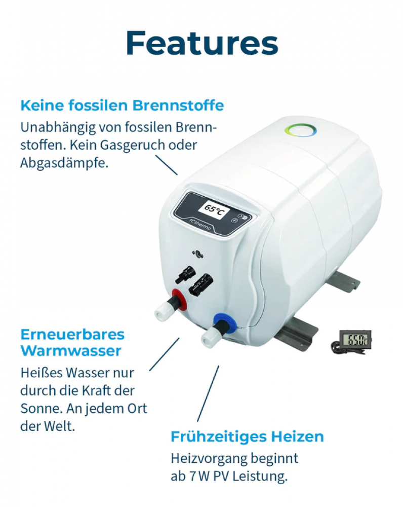 10l Fothermo Photovoltaischer Caravan Boiler - Warmwasserbereiter 10l Fothermo Photovoltaischer Caravan Boiler - Warmwasserbereiter