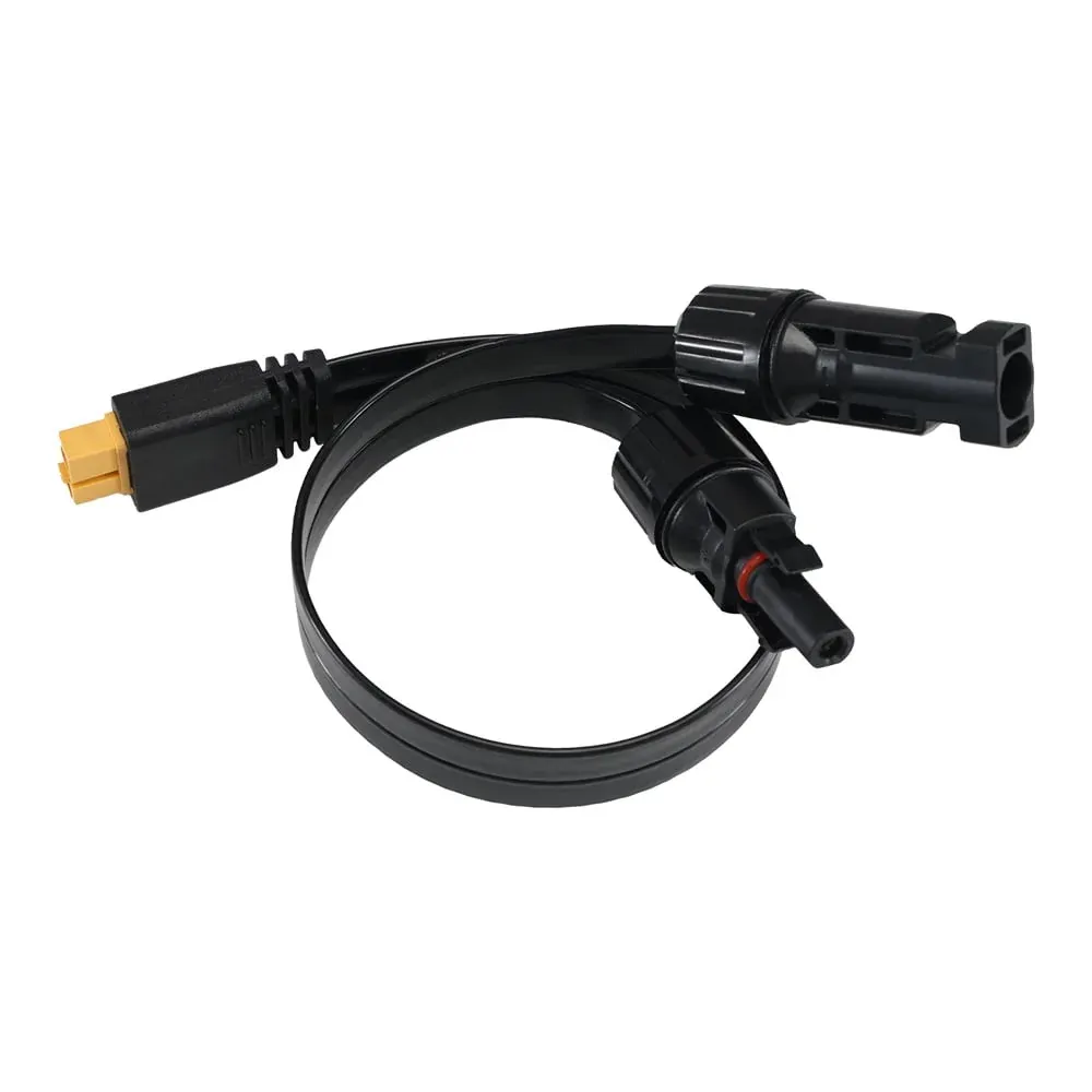 Flachkabel XT60 auf PV-Stecker 4 mm² von Offgridtec – Gesamtansicht mit beiden Steckern