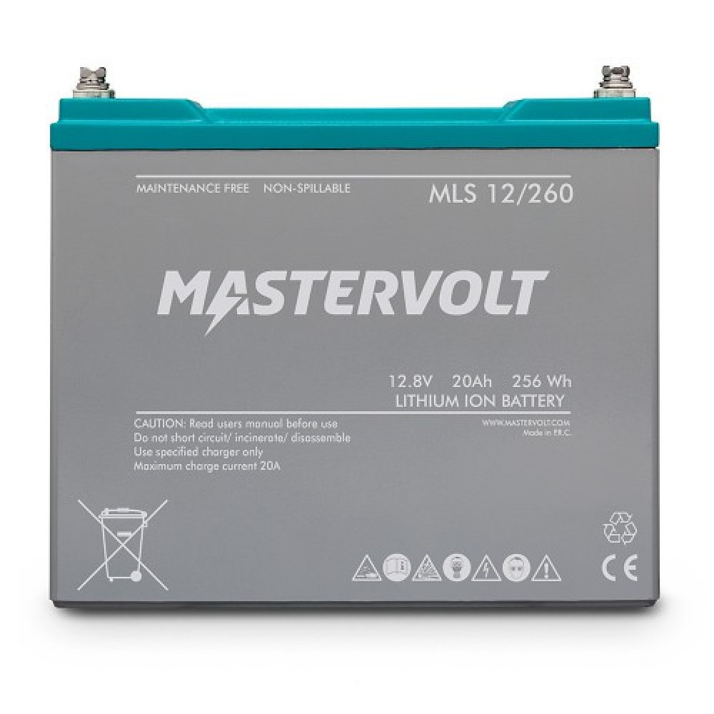 front 20Ah Mastervolt MLS 12/260 12V 256Wh LiFePo4 Akku inkl. BMS