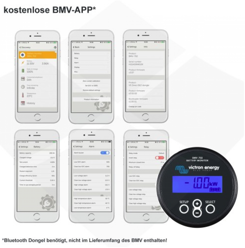 App für Victron BMV-70x Batteriemonitor Serie App für Victron BMV-70x Batteriemonitor Serie