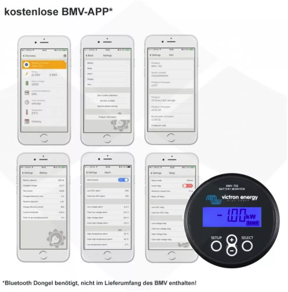 App für Victron BMV-70x Batteriemonitor Serie