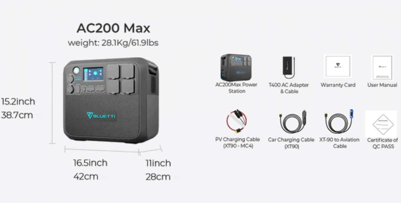 Lieferumfang Bluetti AC200Max Powerstation Lieferumfang Bluetti AC200Max Powerstation