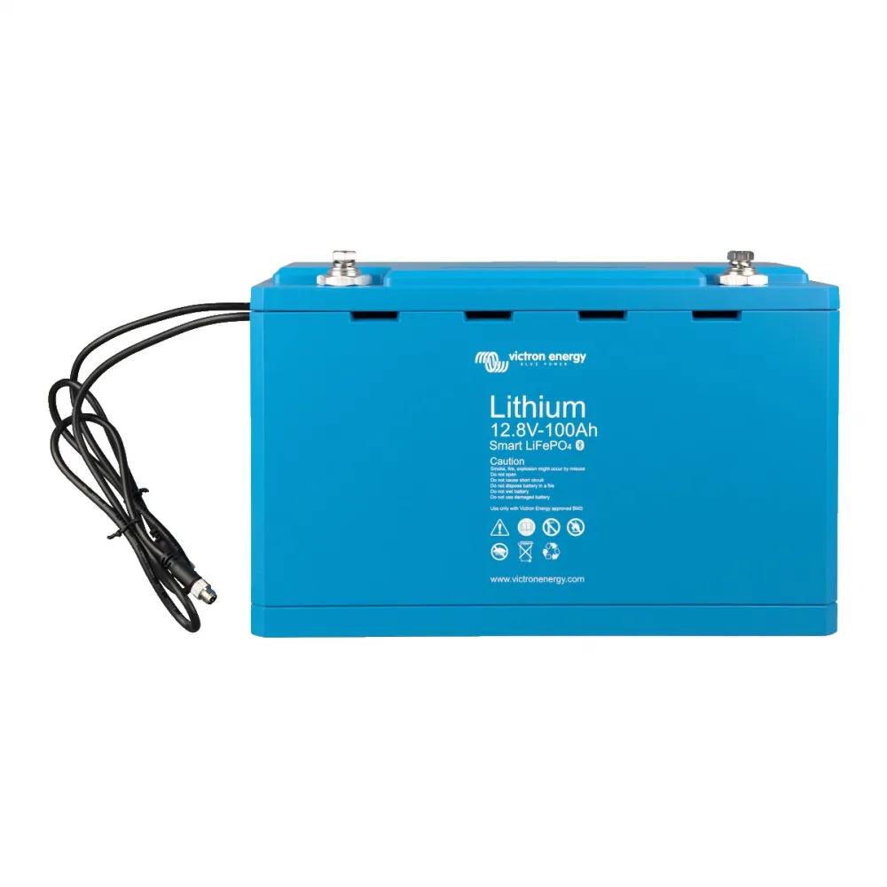 Victron Smart LiFePO4 Akku 12,8V 100Ah Frontalansicht mit Typenschild