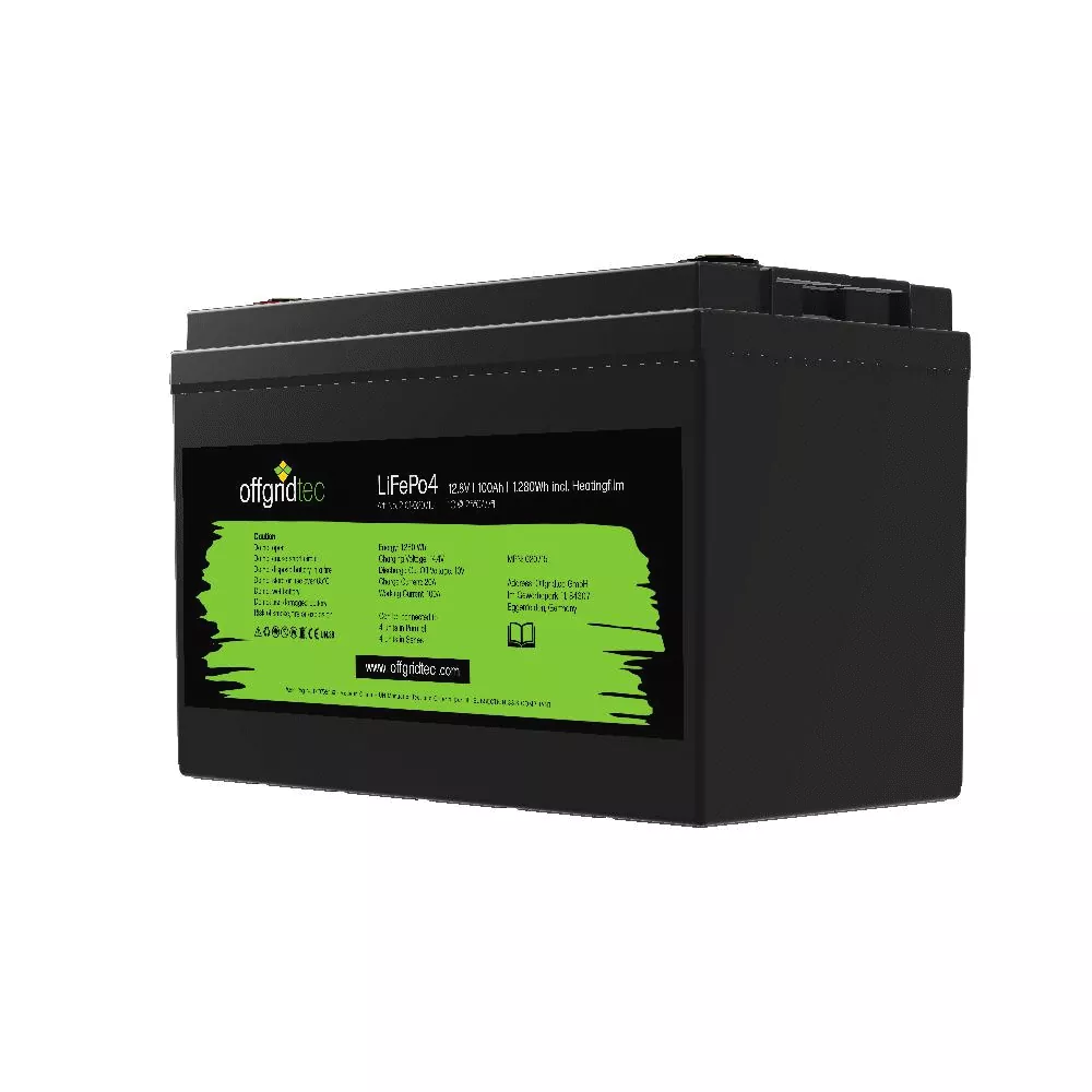 100Ah 12V LiFePO4 Pro Akku 1280Wh 12,8V mit BMS + Heizmatte 100Ah 12V LiFePO4 Pro Akku 1280Wh 12,8V mit BMS + Heizmatte