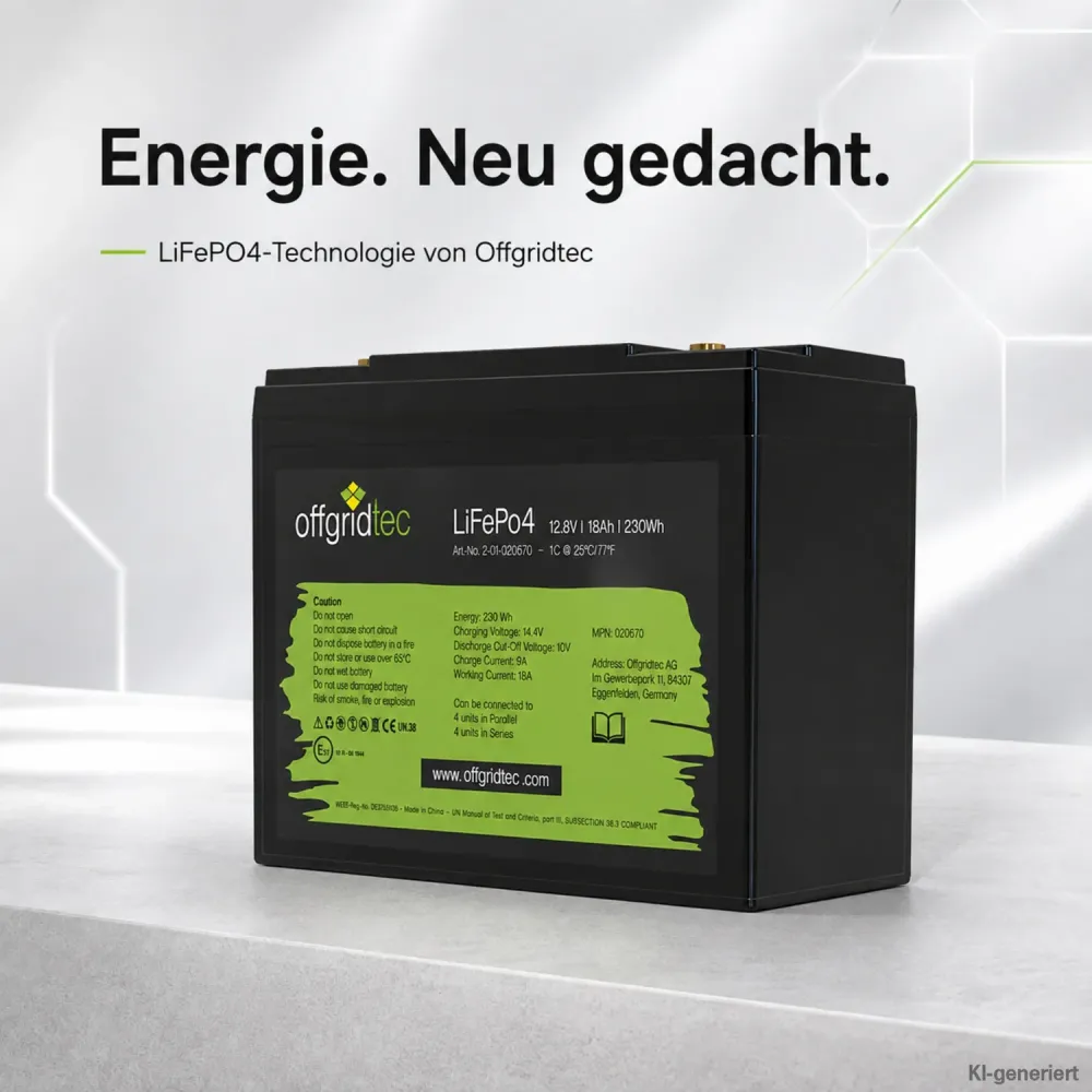 LiFePO4 Akku 12V 18Ah Offgridtec Lithium-Eisenphosphat-Akku im Produktumfeld