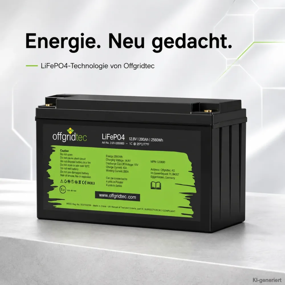 LiFePO4 Akku 12V 200Ah Offgridtec Lithium-Eisenphosphat-Akku im Produktumfeld