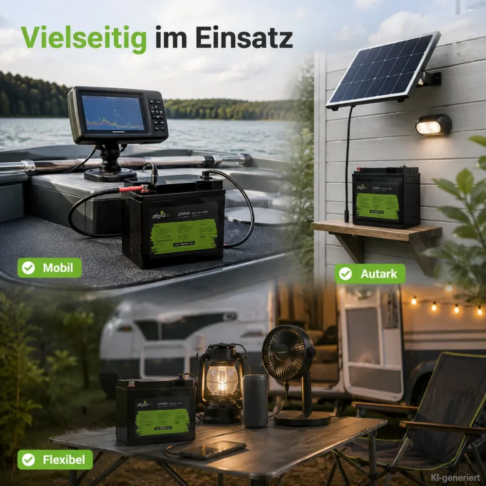 LiFePO4 Akku 12V 30Ah Einsatz in Wohnmobil Boot und netzferner Inselanlage