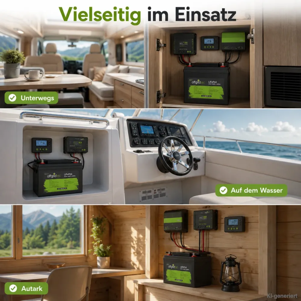 LiFePO4 Akku 24V 50Ah Einsatz in Wohnmobil Boot und netzferner Inselanlage
