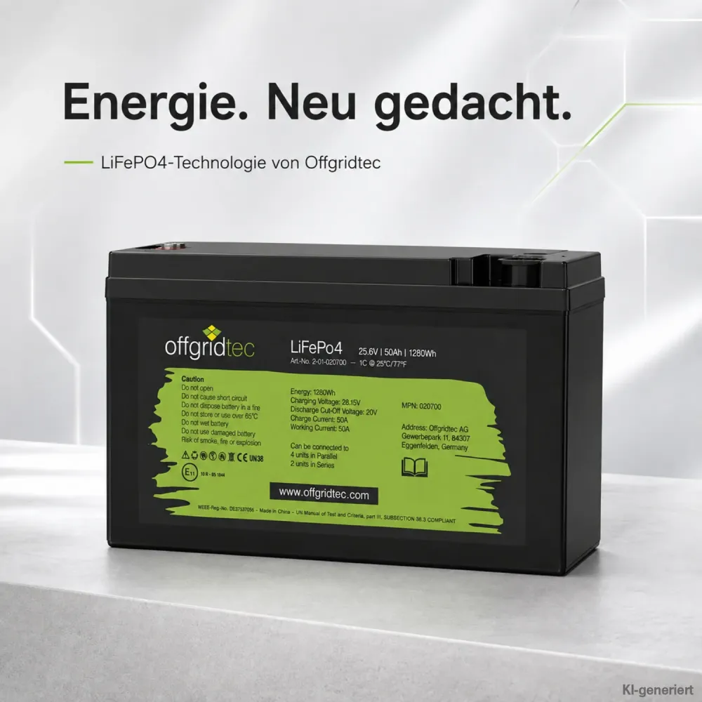 LiFePO4 Akku 24V 50Ah Offgridtec Lithium-Eisenphosphat-Akku im Produktumfeld