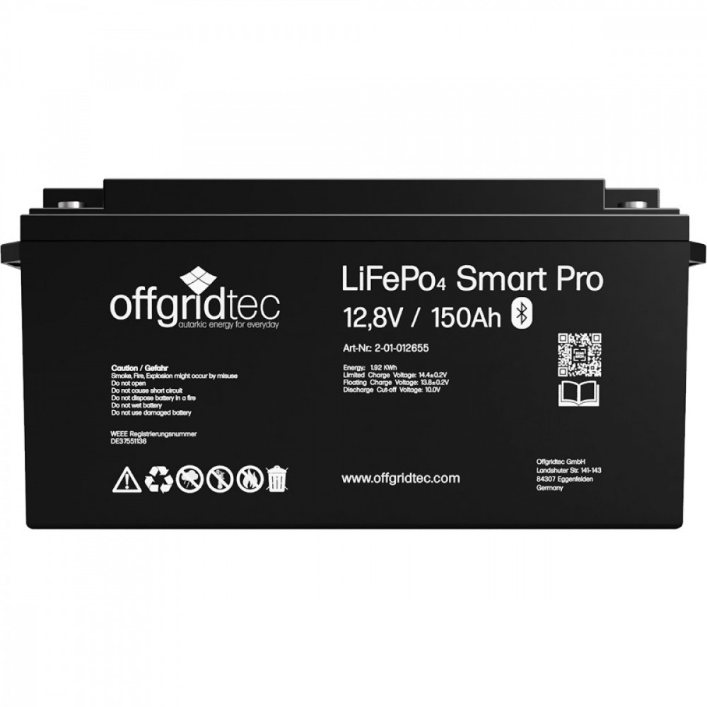 150Ah Lithium-Akku 12V LiFePo4 Smart-Pro 12/150 Lithium Batterie 1920Wh 12,8V