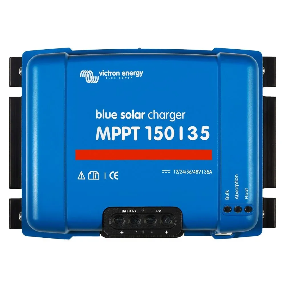 Victron BlueSolar MPPT 150/35 Draufsicht mit Leistungsdaten und Drehschalter
