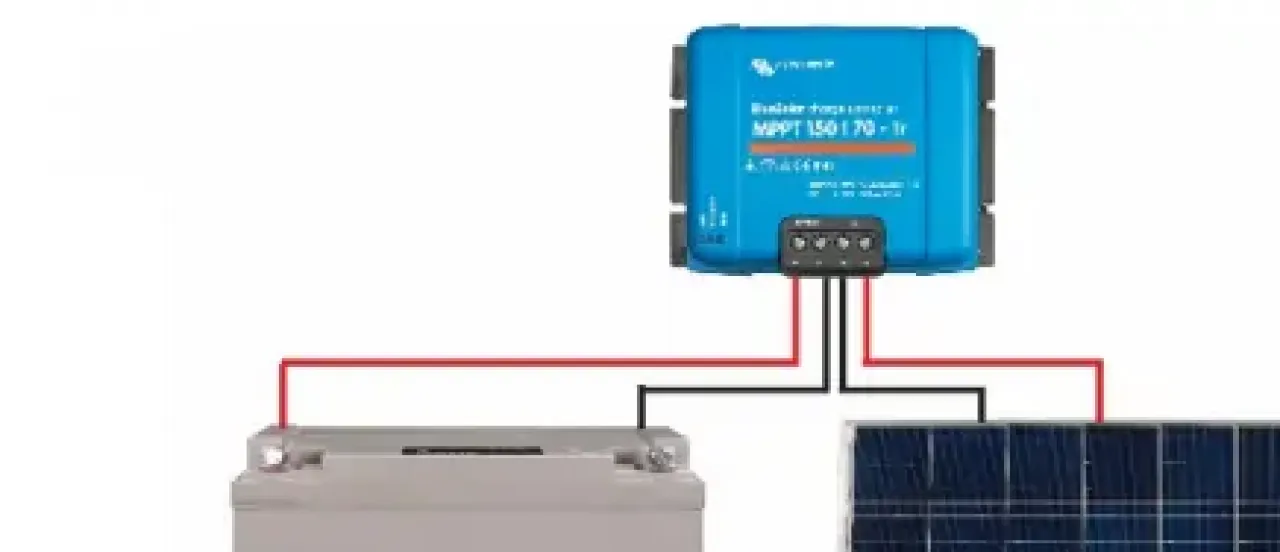 Anschlussschema Victron BlueSolar 150/70-Tr mit Batterie und Solarmodul