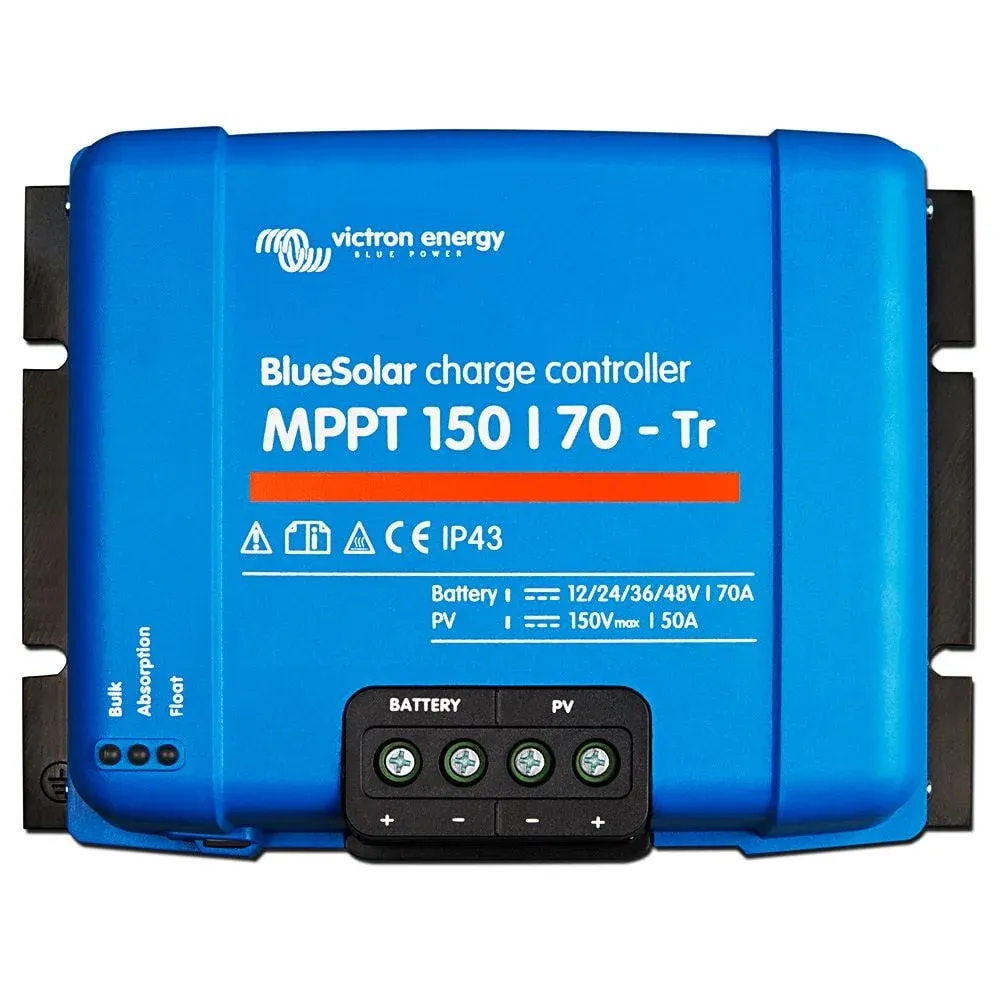 Victron BlueSolar MPPT 150/70-Tr Draufsicht mit Typenbezeichnung und Leistungsdaten