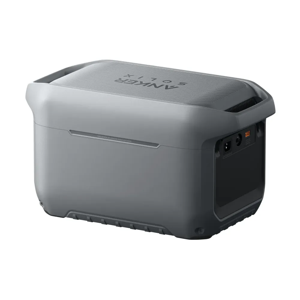 Anker SOLIX C2000 Gen 2 schraeg von rechts hinten mit AC-Eingang und XT60i-Solareingang