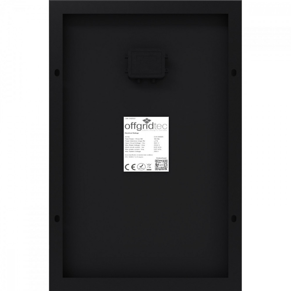 Rückseite 12V Solarmodul 30 Watt mit Schindeltechnologie (overlapping) Rückseite 12V Solarmodul 30 Watt mit Schindeltechnologie (overlapping)