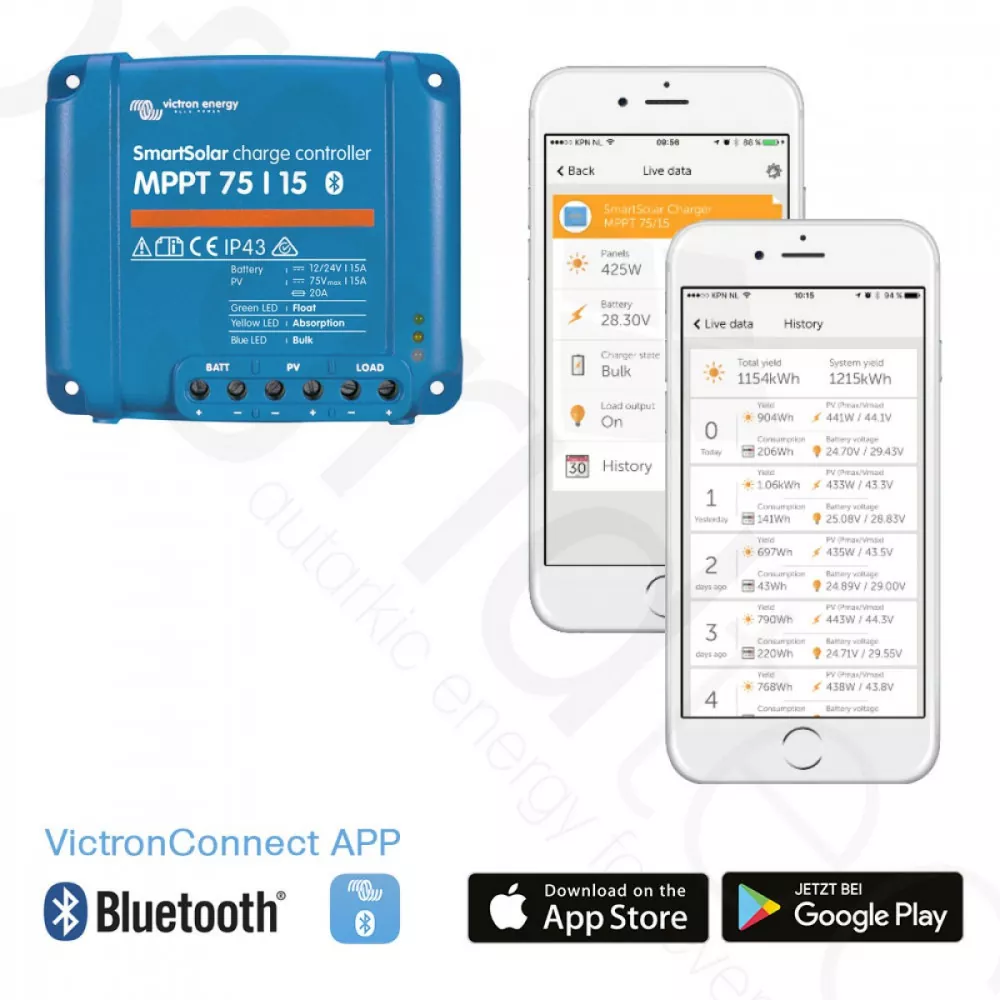 Steuerung iPhone app BlueSolar Laderegler Steuerung iPhone app BlueSolar Laderegler