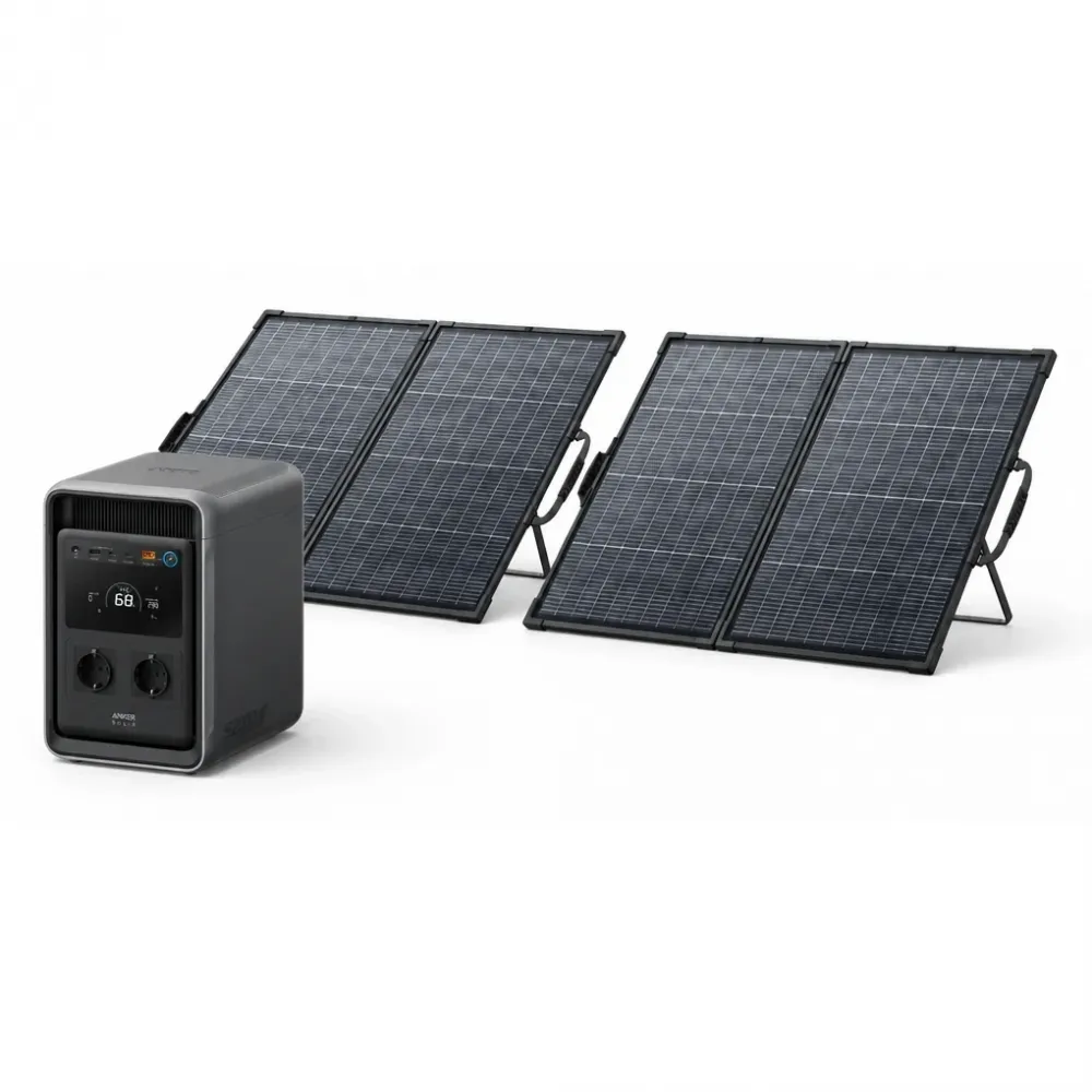 Solargenerator Set 2000Wh – Anker SOLIX S2000 Powerstation mit zwei PS200 bifazial Solarpanels 400 W