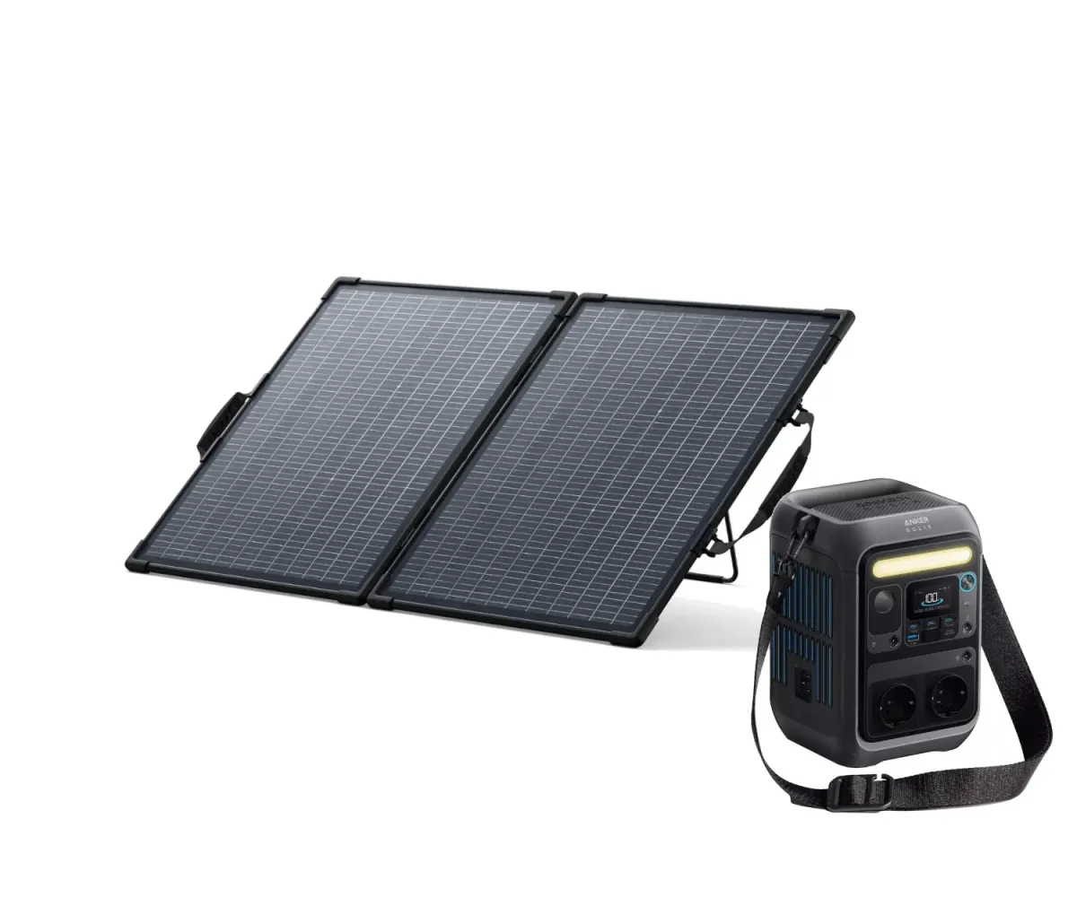 Solargenerator Set 288Wh: Anker SOLIX C300X AC Powerstation mit PS100 bifazialem 100W Solarpanel