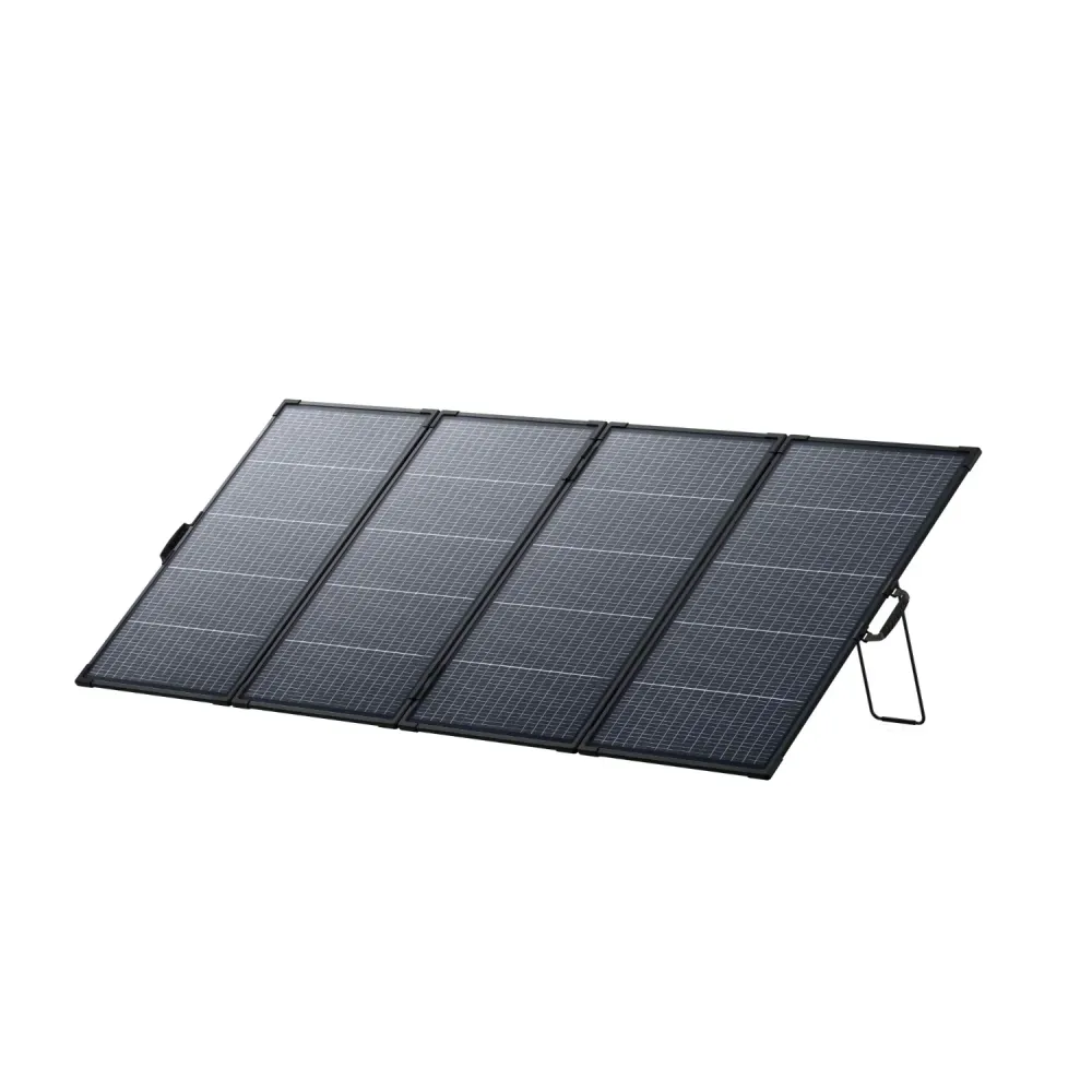 Anker SOLIX PS400 bifazial Solarpanel aufgestellt, 4 Segmente, integrierte Aufsteller