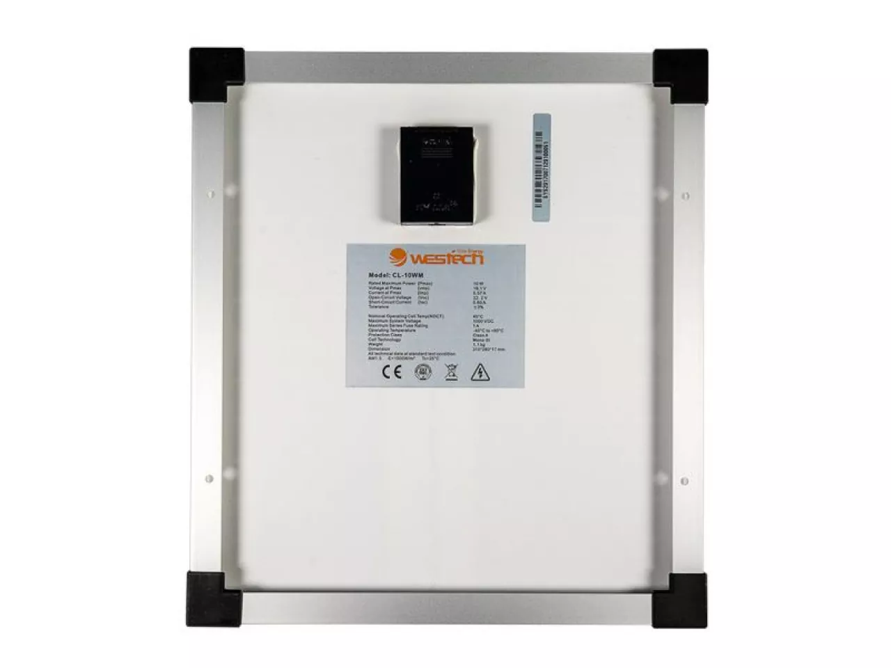 Rückseite 10 Watt Solarpanel 12V monokristallin CL-10 WM