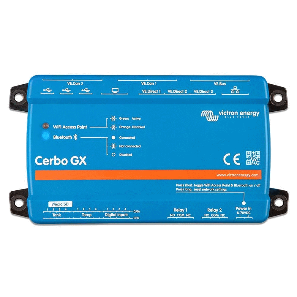 Victron Cerbo GX MK2 Kommunikationszentrale - kompakte 78×154×48mm Bauweise mit allen Anschlüssen für professionelle Systemüberwachung