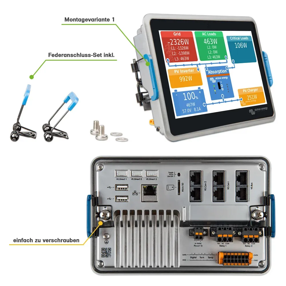 Victron Ekrano GX Monitoring-Display mit 7 Zoll Touchscreen - Detail