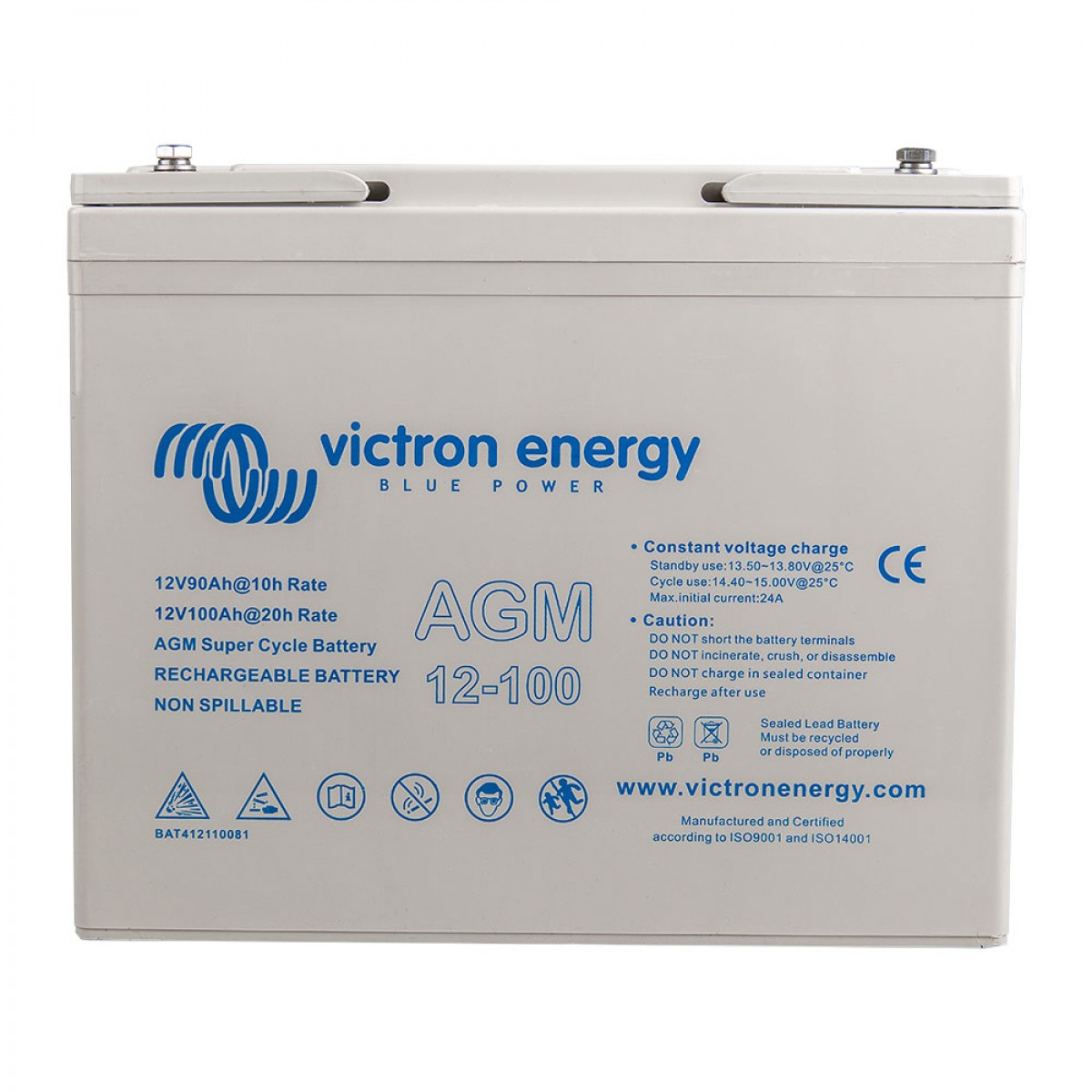 100Ah Victron AGM 12V Super Cycle Batterie C20 – Solarbatterie, Ansicht 2