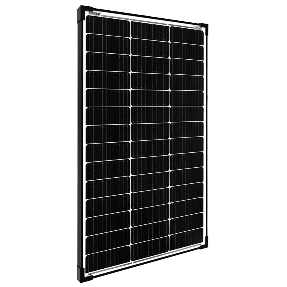 100W Solarpanel 12V monokristallin Solarmodul black frame – Produktansicht