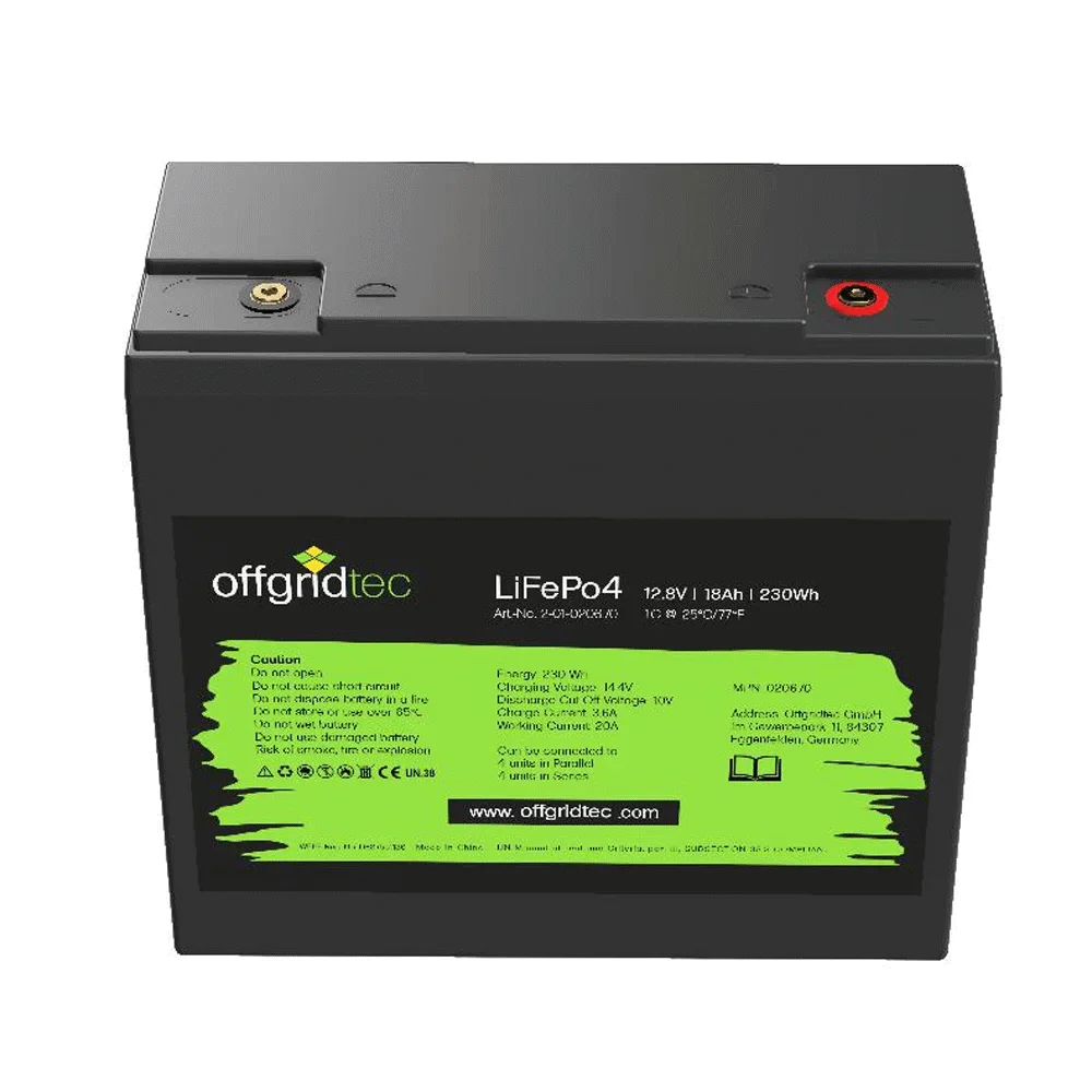 LiFePO4 Akku 12V 18Ah - Lithium Eisenphosphat Batterie 224Wh mit BMS – Solarbatterie, Ansicht 4