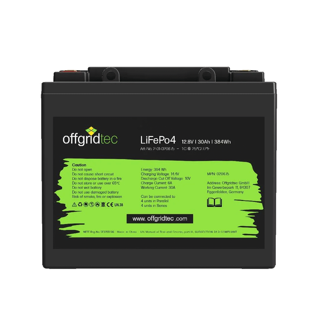 LiFePO4 Akku 12V 30Ah Lithium Eisenphosphat Batterie 384Wh mit BMS – Solarbatterie, Ansicht 4