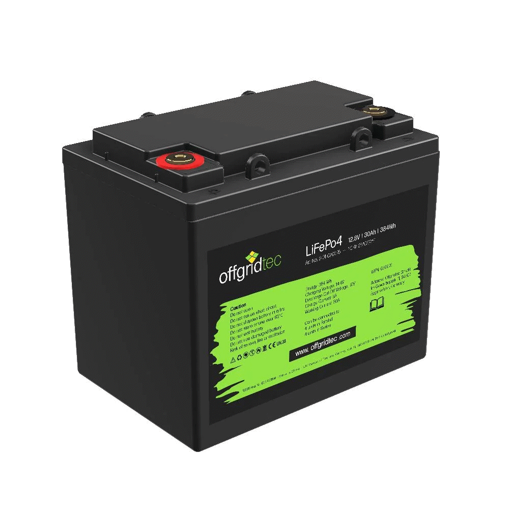 LiFePO4 Akku 12V 30Ah Lithium Eisenphosphat Batterie 384Wh mit BMS – Solarbatterie, Produktansicht
