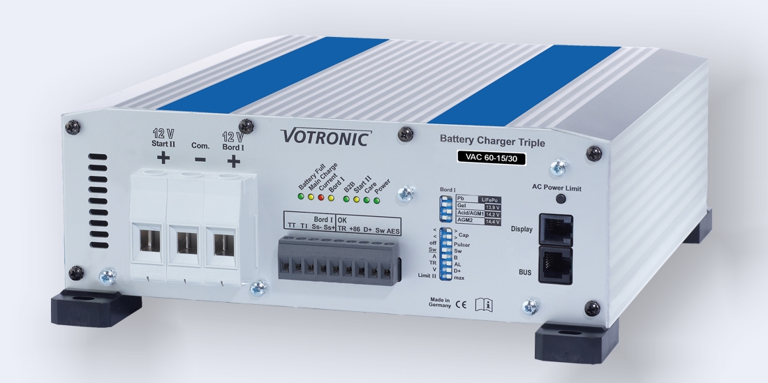 Batterielader VAC 60-15/30 triple von Votronic - Ladegerät, Ladewandler, Batterie-Trainer und Ladestromverteiler